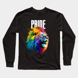 LGBTQ+ Gay Pride Month: Proud Lion on a Dark Background Long Sleeve T-Shirt
